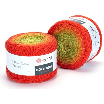 Yarn Art příze Flowers Merino 539 žlutá, zelená, rezavá, cihlově červená