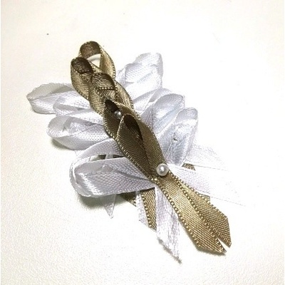 Svatební mašličky s perličkou 4 cm - bílo - kávové – Zbozi.Blesk.cz