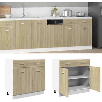 vidaXL Шкаф с чекмеджета "Lyon", дъб Сонома, 80x46x81, 5 см, инженерно дърво (849615)