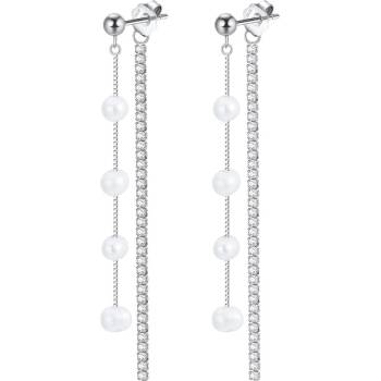 DELIS Дълги обеци от сребро 925, jw1568, модел с перли, с родиево покритие (jw1568)