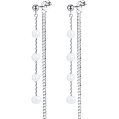 DELIS Дълги обеци от сребро 925, jw1568, модел с перли, с родиево покритие (jw1568)