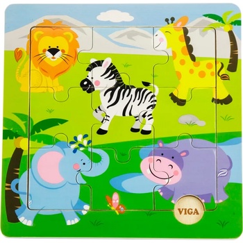 Image 1 of Viga Toys Дървен пъзел Viga - Джунгла, 9 части (50838)