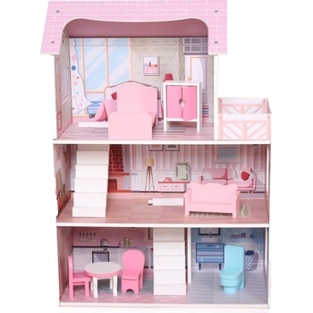 Chipolino Дървена къща за кукли Chipolino - С мебели, 7 части (DIWH02406636)