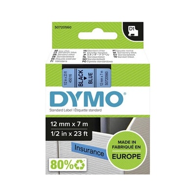 DYMO D1 12 mm x 7 m černý tisk modrý podklad S0720560