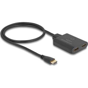 Delock HDMI превключвател с 2 HDMI входа и 1 HDMI изход, 8K 60 Hz, с вграден кабел 50 см