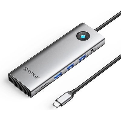 ORICO Док станция за преносими компютри на Orico - PW11-10P-GY (Вход: USB-C, изход: HDMI/VGA/USB-A+C/PD100W/RJ45/четец на карти/3, 5 мм жак) ORICO-PW11-10P-GY-EP (ORICO-PW11-10P-GY-EP)
