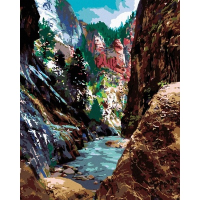 ZUTY Malování podle čísel ŘEKA A STROMY V KAŇONU TED DAVIS Rozměr 80 x 100 cm Rámování vypnuté plátno na rám