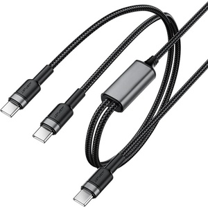 ACEFAST Кабел за данни / зареждане - Acefast C22-02 - Type-C към 2x Type-C, Fast Charge, 100W, 5A, Nylon Braid, 1.25m - Черен