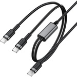 ACEFAST Кабел за данни / зареждане - Acefast C22-02 - Type-C към 2x Type-C, Fast Charge, 100W, 5A, Nylon Braid, 1.25m - Черен
