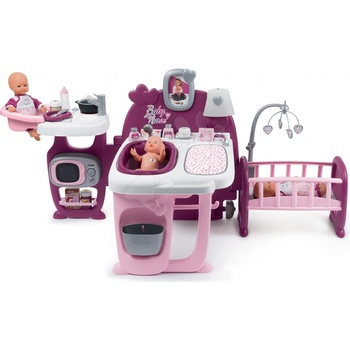 Smoby Violette Baby Nurse Large Doll's Play Center trojkrídlový s 23 doplnkami kuchynka kúpelňa spálňa
