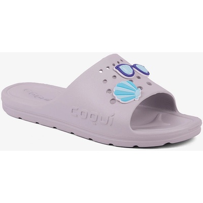 Coqui dámske pantofle Long 6372 šedé s amulety