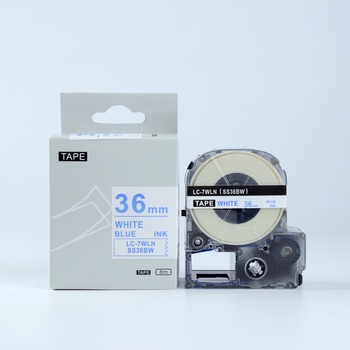 Compatible Epson LK-SS36BW, 36mm x 9m, син шрифт / бял фон, съвместима лента (LKSS36BW)