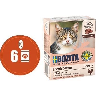 Bozita Cat Fresh Menu kousky v omáčce s kuřecími játry 6 x 370 g