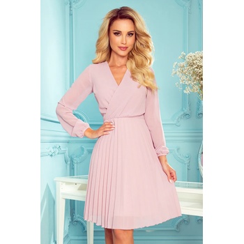 Numoco Плисирана рокля с дълъг ръкав в розов цвят 313-4nmc-1614 - Розов, размер m