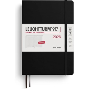 Leuchtturm1917 372780 Daily Calendar Dotted Medium (A5) 2026, Black, English (372780)