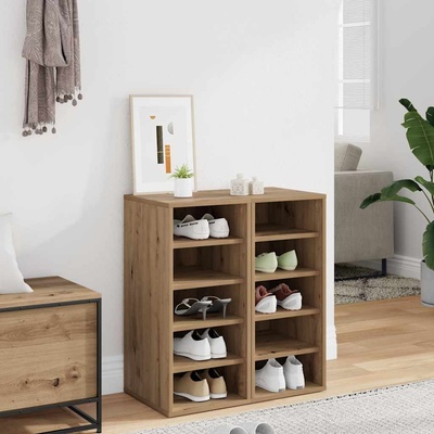 vidaXL Шкафове за обувки 2 бр дъб артизан 32x35x70 см инж. дървесина (856713)
