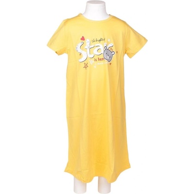 Детско-юношеска нощница с къс ръкав в жълто с мече