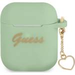 Guess Калъф Guess GUA2LSCHSN за AirPods, зелен, силиконов, Charm Heart Collection (GUA2LSCHSN)