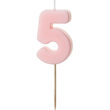 Sviečka PartyDeco Číslo 5 svetloružová 5,5cm