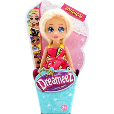 Dreameez mini v kornoutku, blondýna s růžovými šaty