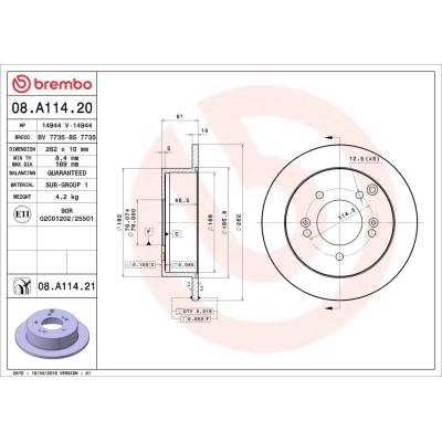 Brzdový kotúč BREMBO 08.A114.21