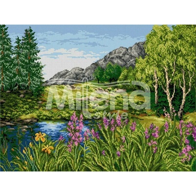 Milena Style Един пролетен ден в планината - гоблен със схема конци Ariadna 1: 1