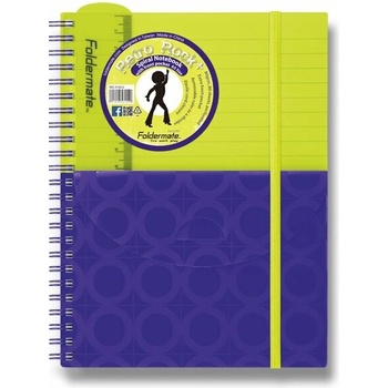 FolderMate Plus Špirálový blok s vreckom A5 linajkový žlto fialový 80 listov