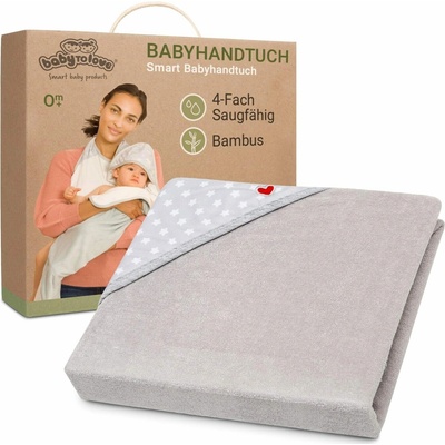 Baby to love Bambusový uterák s kapucňou pre bábätká a deti motív biele hviezdičky