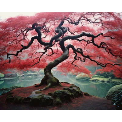 ZUTY Obrazy na stenu - Červený strom pri jazere Rámovanie: bez rámu a bez vypnutia plátna, Rozmer: 40x50 cm