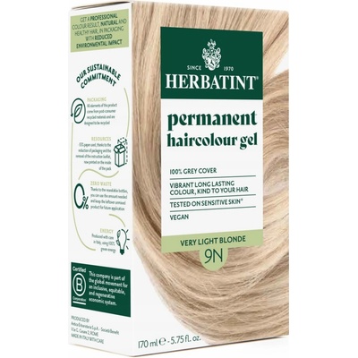 Herbatint Permanentní bylinná barva na vlasy velmi světlá blond 9N 170 ml