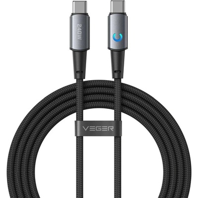 Veger CC2-ZSD s LED indikátorem nabíjení Type C na Type C PD 5A 240W 1,5m černý