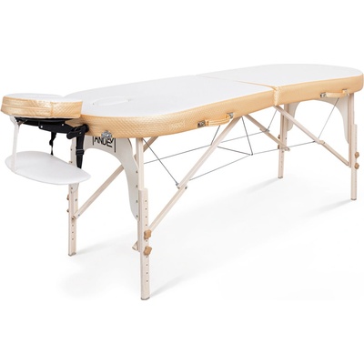 Tandem Profi W2D Oval Contour Duo Skládací masážní stůl Barva: bílo-zlatá 195*70 cm | 14,4 kg | bílo-zlatá