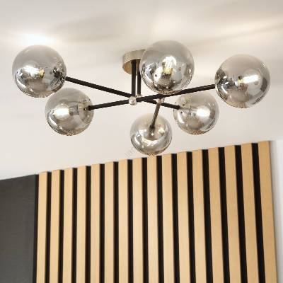 - Плафонен полилей MALIVA 6xE14/15W/230V матов хром/опушено (BG2445)