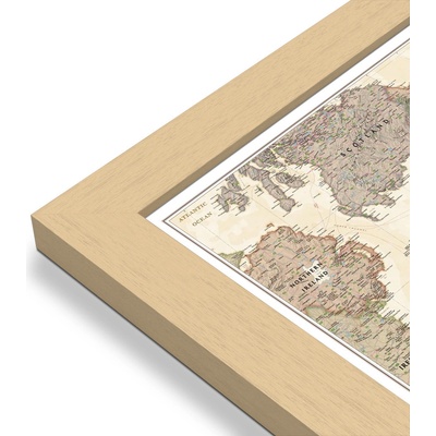 National Geographic Anglie a Wales - nástěnná mapa Executive 75 x 90 cm Varianta: mapa v dřevěném rámu, Provedení: Pegi přírodní