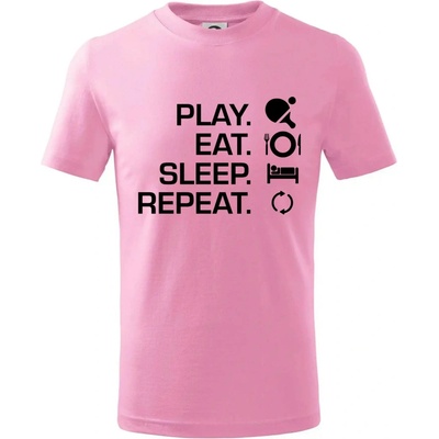 Stolný tenis eat sleep tričko detské ružová