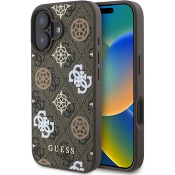 GUESS Калъф Guess 4G Printed Stripes MagSafe iPhone 16 - кафяв (3666339342128)