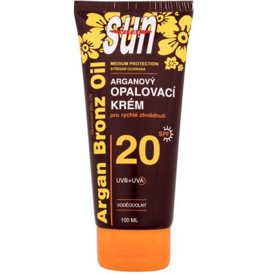 Vivaco Sun Argan Bronz Oil Tanning Cream SPF20 водоустойчив слънцезащитен крем 100 ml