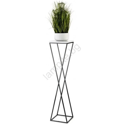 HowHomely Стойка за цветя LOFT 100x24 см черен/бял (DD0426)