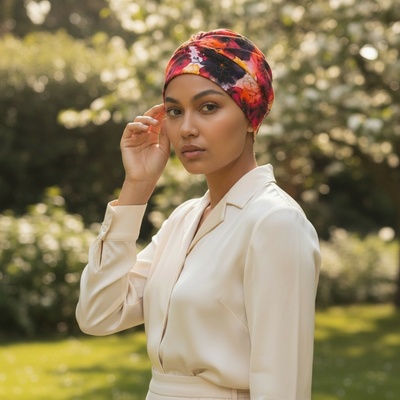 Ebbie bavlněný turban-lotus-bez kamínkového loga AURIELLE