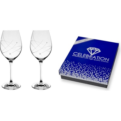 Bohemia Crystal červené víno přátelská souprava galaxie Swarovski Preciosa 2 x 470 ml