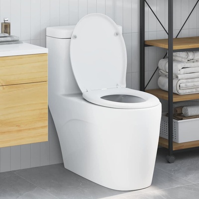 vidaXL Тоалетна седалка Бяло 47 x 37 x 4 см Дуропласт (42002349)