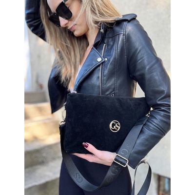 GROSSO Dvojpriehradková crossbody kabelka semišová