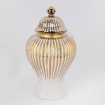 Eurolamp Керамичен буркан 35x18, 5 см златист/бял (EU0518)