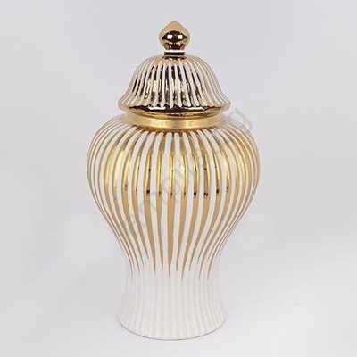Eurolamp Керамичен буркан 35x18, 5 см златист/бял (EU0518)