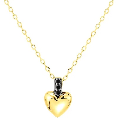 SAVICKI колие със сърце savicki: злато. черни диаманти