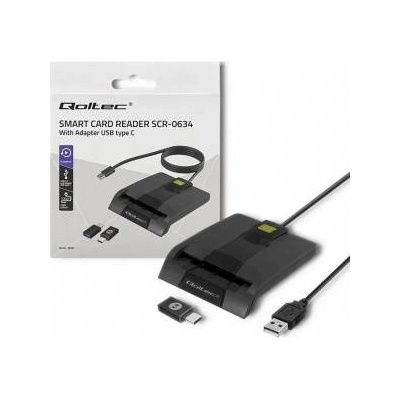 Qoltec 50634 Intelligent Smart ID chip card reader SCR0634 USB Type C