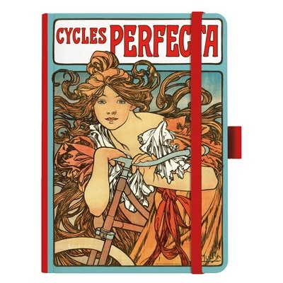 Notes A5 Premium Alfons Mucha 2027 tečky červený
