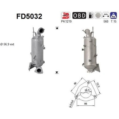 Filtr sazových částic, výfukový systém AS FD5032