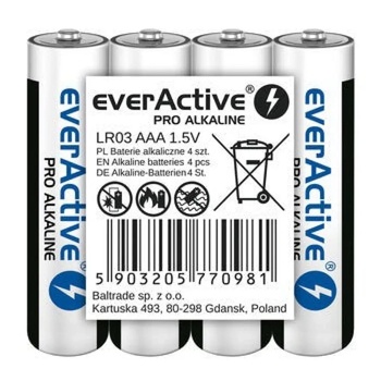 everActive Алкални батерии AAA / LR03 everActive Pro 4 бр (LR03PRO4T)