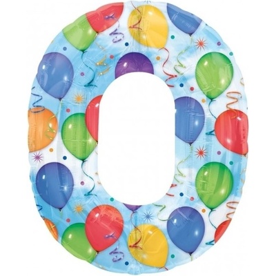 Balónky narozeniny číslo 0 motiv balónky 86 cm